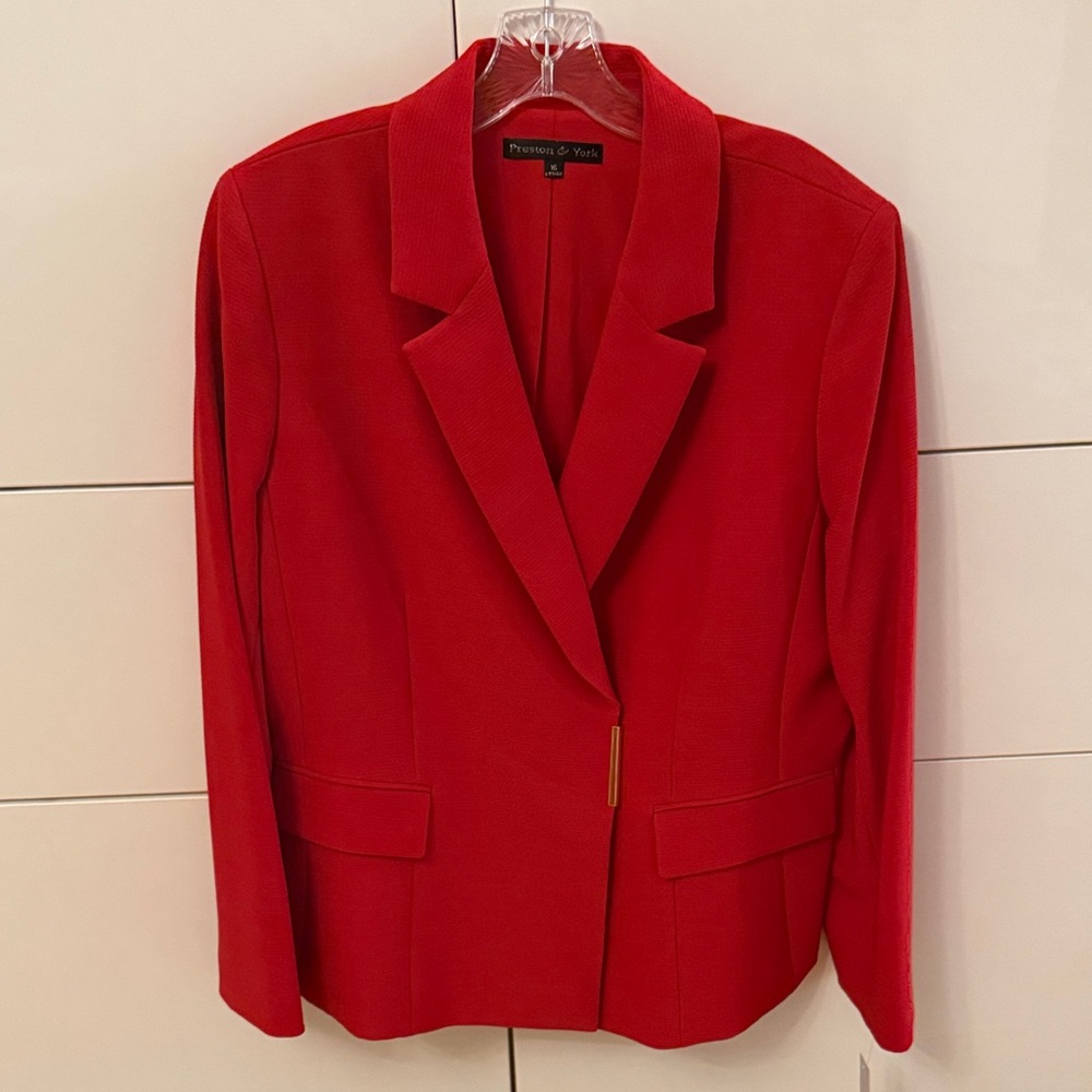 Women's Red Blazer and Matching Skirt Set
